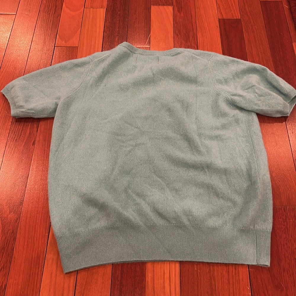 Lingua Franca mushroom Embroidered Cashmere Sweater short sleeve XL Take it easy - Picture 9 of 10